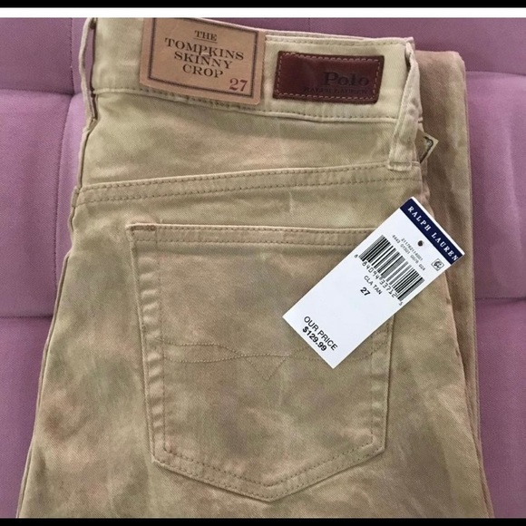 NWT Ralph Lauren Polo Khaki distressed look Tompkins Skinny Crop Jean / Pants - Picture 2 of 4